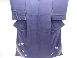 アンティーク　紋錦紗雪輪に花模様刺繍一ツ紋着物